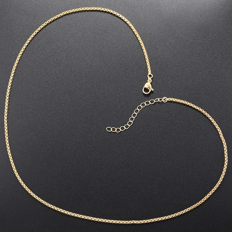 Collier Chaîne Box Plaqué Or 18K Laiton Chaîne Finie Ajustable Avec Fermoir Mousqueton Mode Simple Pour Femmes