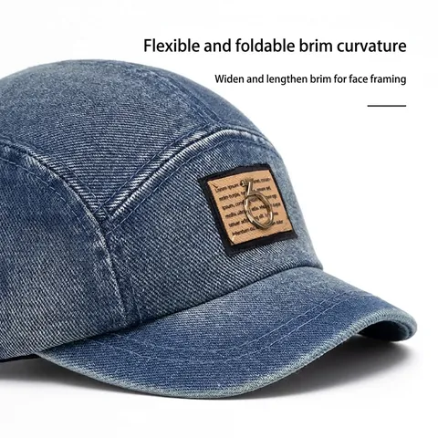 Gorra De Béisbol De Mezclilla Vintage Lavada Desgastada Ala Corta Cinco Paneles Ajustable Para Hombre Mujer