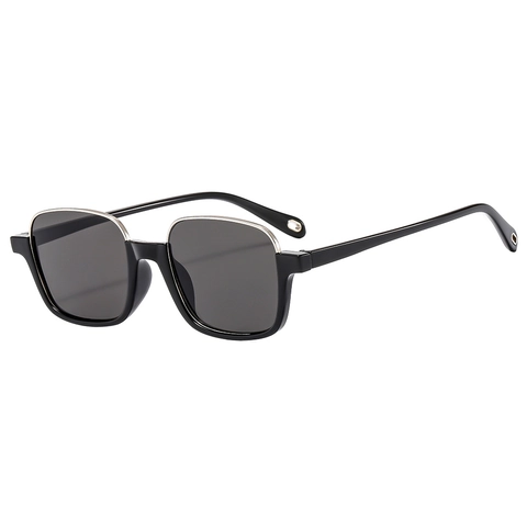 Mode Retro Vierkante Zonnebril UV400 Bescherming PC Frame Metaal Detail Verloop Lens Buiten Reizen Brillen Dames Heren