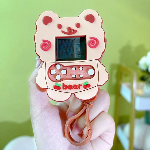 Mini Game Console Keychain Cartoon Plastic Handheld Whack-A-Mole Toy Stress Relief Bag Charm For Kids Gift