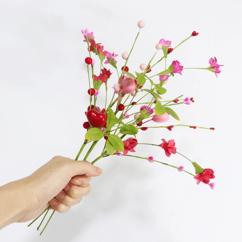 Tiges De Fleurs Artificielles Coeur De Valentin Avec Coeurs En Mousse Fleurs En Polyester Baies Décor De Vase Maison