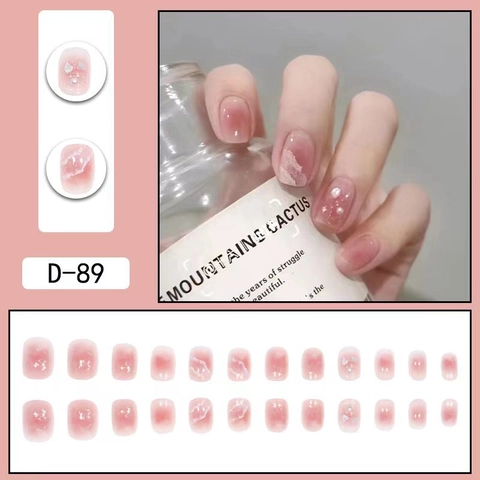 Rosa Blush Gradient Press On Nägel Muschel Schimmer Künstliche Perlen Dekor Elegant Süß Tragbare Falsche Nägel Maniküre