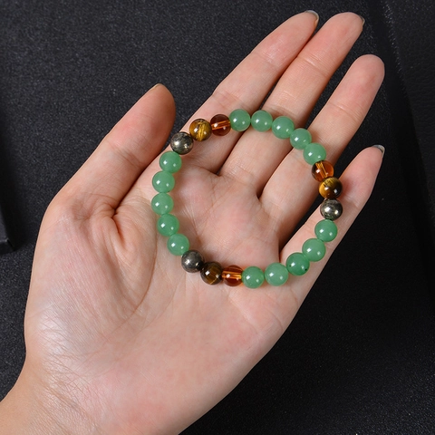 Natural Stone Beaded Bracelet Handmade Tiger's Eye Crystal Alloy Spacers Healing Health Wealth Success Elastic Unisex