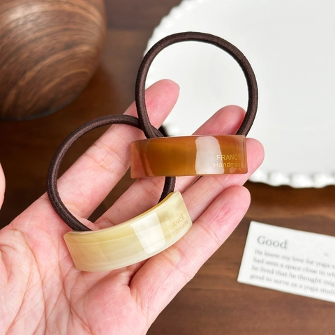 Marble Pattern Acetate Hair Ties High Elasticity Geometric Rectangular Ponytail Holder Hair Ropes For Women