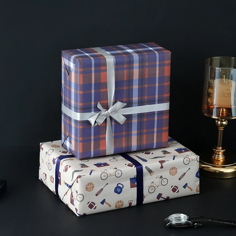 Gift Wrapping Paper Wood-free Paper Father's Day Birthday Men Dad Business Plaid Tie Patterns Multipurpose Wrapping