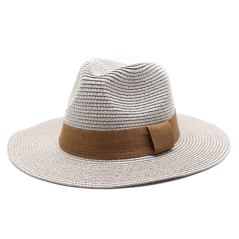 Klassieke Panama Strohoed Fedora Voor Dames Heren Brede Rand Zonbescherming Zomer Strandvakantie Geweven Ademend