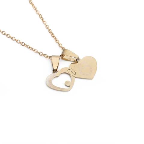Collar Con Colgante De Doble Corazón De Acero Inoxidable Grabado I Love You Joyería Oro Regalo San Valentín