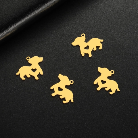 DIY Stainless Steel Puppy Dog Heart Hollow Pendant Dachshund Charms For Necklace Bracelet Jewelry Making Accessories