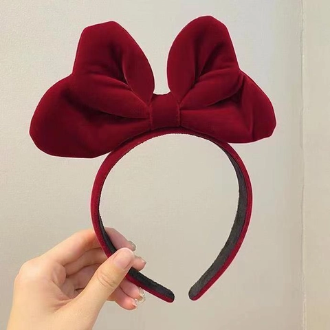 Cute Big Bowknot Velvet Headband Sweet Girl Hairband For Photography Party Live Stream Daily Hair Accessories Women Decorative Headband