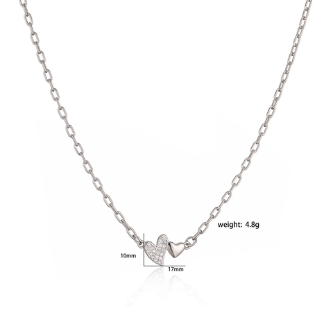 Copper 18K Gold Plated Double Heart Necklace Bracelet Jewelry Set Zirconia Inlaid Adjustable Jewelry Set For Women Jewelry