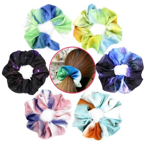 Tie Dye Scrunchies Cloth Fabric Galaxy Gradient Hair Ties High Elastic Fashion Hair Accessories For Women Girls