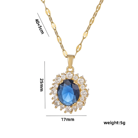 Collana Con Pendente In Zirconia Cubica Ovale Catena In Acciaio Al Titanio Per Donna Gioielli Halo Vintage Regalo