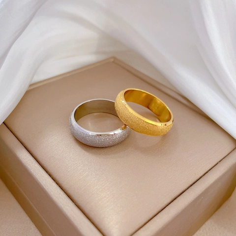 Anello Minimalista In Acciaio Al Titanio Smerigliato Fascia Geometrica Sabbiata Interno Lucido Gioielli Per Donne Uomini