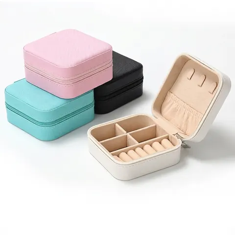 Portable Velvet Jewelry Box Travel Organizer Case For Rings Earrings Necklaces High-End Small Display Storage Case For Women