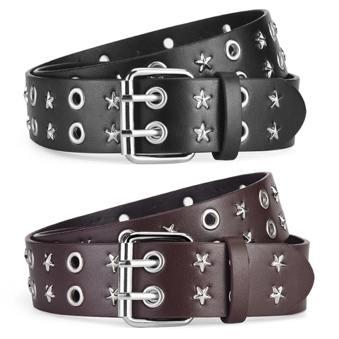 Cintura Punk In Pelle PU Da Donna Con Borchie A Stella Occhielli A Doppia Fila Fibbia In Lega Stile Y2K