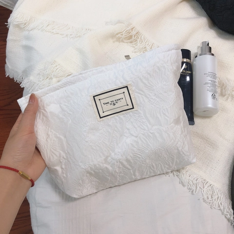 Borsa Cosmetica Jacquard Floreale Organizzatore Trucco Pochette Con Cerniera Vintage Trama A Rosa Borsa Da Viaggio Donna