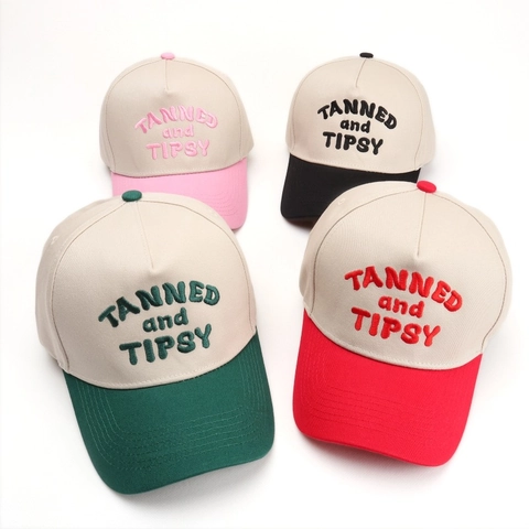 Cappello Da Baseball In Cotone Colore A Contrasto Ricamo Tanned And Tipsy Regolabile Protezione Solare All Aperto Sportivo