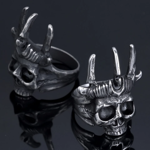 Edelstahl Totenkopf Ring Mit Krone Gothic Punk Retro Poliertes Band Für Herren Unisex Vintage Stil