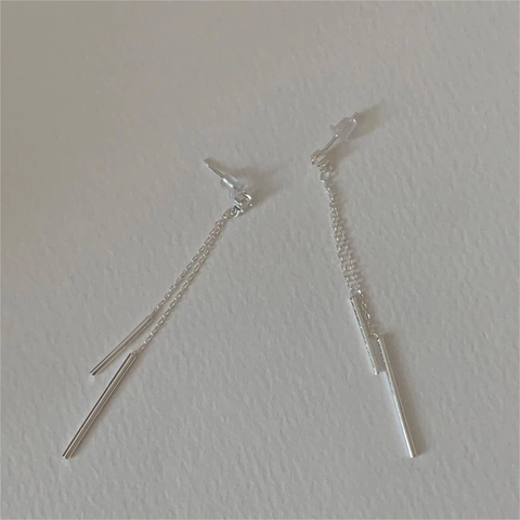 Lange Linienohrringe Mit Zirkonia 925 Sterling Silber Ohrstecker Geometrische Quaste Minimalistischer Schmuck Für Damen
