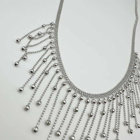 Elegante Collana Con Frange E Nappine Ottone Lega Catena Con Perline Di Metallo Gioielli Moda Semplice Per Donna Stile