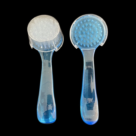 Round Head Nail Dust Brush With Cover Manicure Pedicure Soft Bristle Cleaning Brush Transparent Colorful ABS Handle