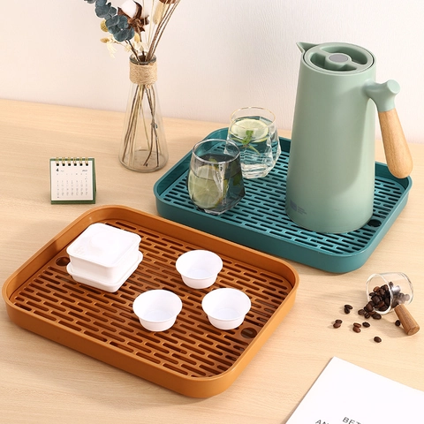 Vassoio Scolapiatti Rettangolare PP Plastica Rimovibile Vassoio Da Tè Per Tazze Organizzatore Da Cucina Casa Con Base