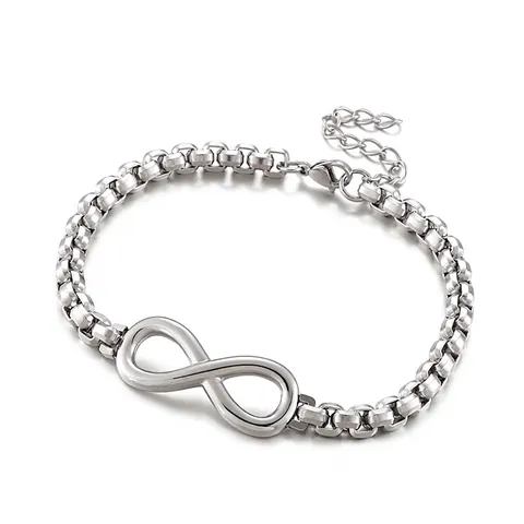 Bracciale Simbolo Infinito Acciaio Inossidabile Catena Box Regolabile Gioielli Geometrici Minimalisti Donne
