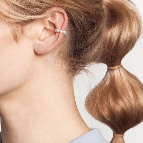 Orecchini Ear Cuff Con Künstliche Perle Acciaio Inossidabile Placcato Oro 18K Forma A C Gioielli Eleganti Minimalisti Per Donne