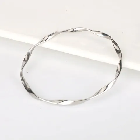 Minimalist Twisted Wave Bangle Titanium Steel 18K Gold Plated High Polish Mobius Irregular Bracelet Jewelry For Women