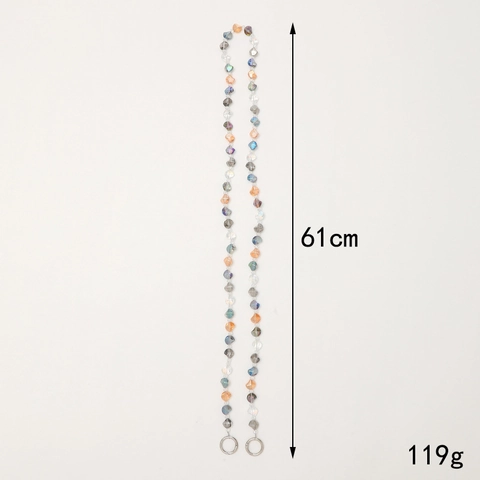 Irregular Heart Round Crystal Beaded Crossbody Phone Lanyard Chain With Metal Clasp Fashion Bag Strap Jewelry Accessory For Women