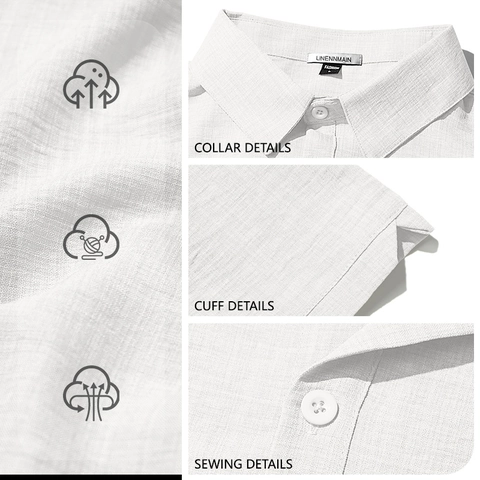 Camicia Uomo Manica Corta Misto Lino Traspirante Bottoni Casual Estate Spiaggia Tinta Unita Top