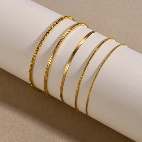 Minimalist Snake Chain Bracelet Stainless Steel Gold Plated Adjustable Jewelry For Women Fashion Accessory
