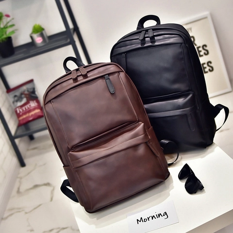 Zaino Di Tendenza In Pelle PU Grande Capacità Resistente All'Acqua Stile Minimalista Per Uomo Viaggio Scuola Lavoro