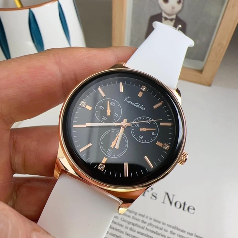 Women Quartz Watch With Silicone Strap Rhinestone Dial Analog Display Casual Sporty Wristwatch Alloy Case