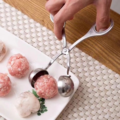 Stainless Steel Meatball Maker Clip Meat Ball Scoop Mold Non-Stick Manual Kitchen Tool For Making Fish Balls Rice Balls