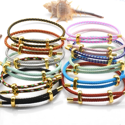 Braided Wire Rope Adjustable Bracelet DIY Jewelry Making Findings Handwoven Cord With Gold Plated Metal Buckle