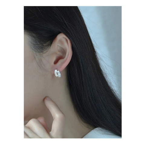 Boucles D'oreilles Huggie Hoop En Argent Sterling 925 Pour Femmes Lignes Courbes Multiples Design De Niche Bijoux Mode