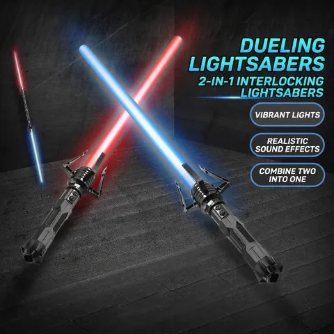 2-In-1 Lightsaber Toy Sound Effects Light Up RGB Colors Plastic Retractable Dueling Sword Novelty Gift For Kids