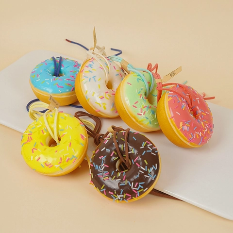 Simulation Doughnut Squishy Toy PU Slow Rebound Stress Relief Bag Pendant Hanging Decor With Colorful Sprinkles Novelty