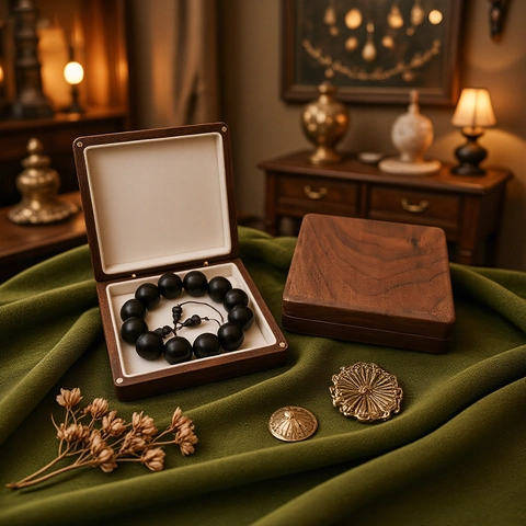 Wooden Jewelry Box Square Bracelet Case For Necklace Ring Storage Organizer With Velvet Lining Retro Style