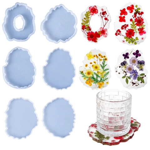 Silicone Coaster Resin Molds DIY Irregular Wave Edge Mirror Surface Handcrafting Casting Tools For Decorative Home Decor