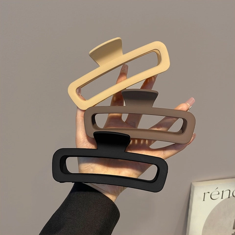 Matte Rechteckige Haarkralle Clips Große Kunststoff Haarkrebs Für Dickes Haar Französischer Minimalistischer Stil Damen