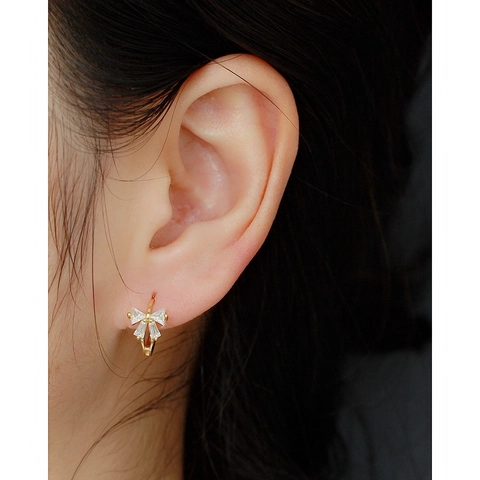 Orecchini A Cerchio Con Fiocco E Zirconi Incastonati Gioielli In Argento Sterling 925 Per Donna Stile Dolce