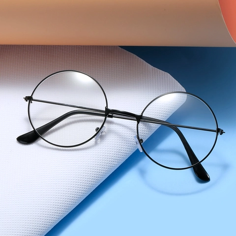 Lunettes À Monture Métallique Ronde Vintage Verres Clairs Léger Style Littéraire Rétro Optique Pour Hommes Femmes