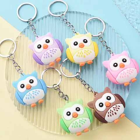 Llavero De Búho Lindo Dibujos Animados Ojos Grandes Pvc Silicona Colgante Animal Bolso Decorativo