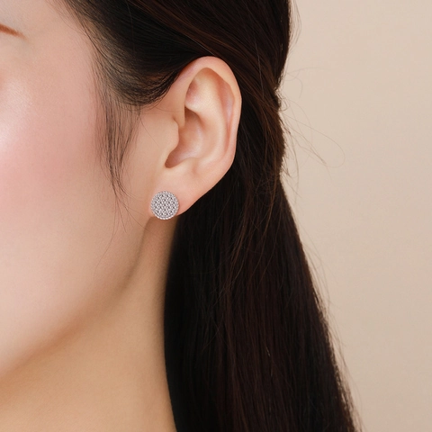 Boucles d'Oreilles Clous Rondes en Argent Sterling 925 Micro-Pavage pour Femmes Bijoux Minimalistes en Zirconia Cadeau