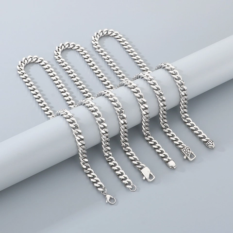 Cuban Link Ketting Roestvrij Staal Minimalistische Hip Hop Mode Sieraden Voor Mannen Zilverkleurige Gladde Afwerking