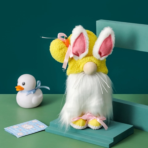 Easter Gnome Decoration Faceless Bunny Ears Tomte Doll With Carrot Long Beard For Spring Home Window Display