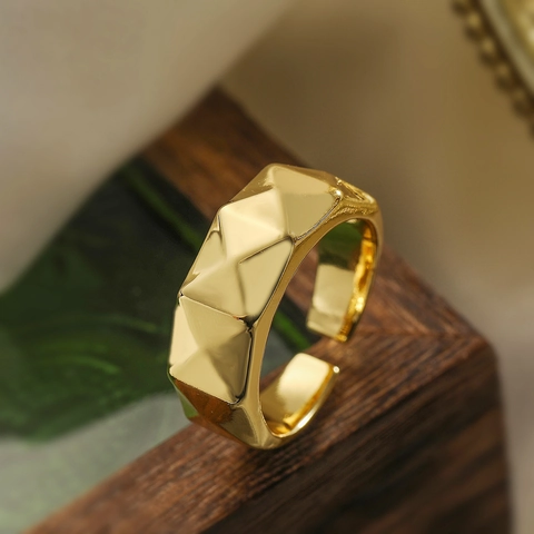 Minimalist Geometric Irregular Open Rings For Women Copper Gold Plated Adjustable Vintage Ins Style Finger Jewelry