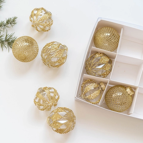 Palline Di Natale Ornamenti In Plastica PET Glitterate Dipinte Decorative Appese Per Decorazione Festa Casa